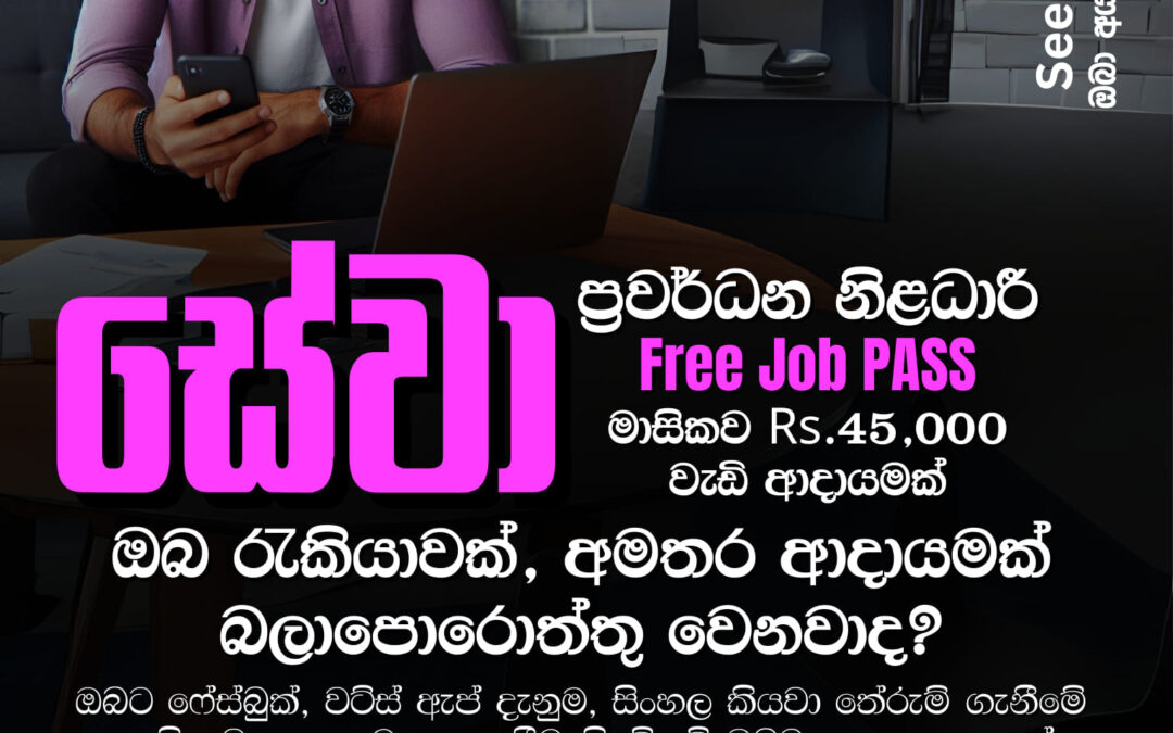 සේවා ප්‍රවර්ධන නිළධාරී | Business HUB FREE JOB PASS | මාසිකව රු.45,000 වඩා උපයන්න